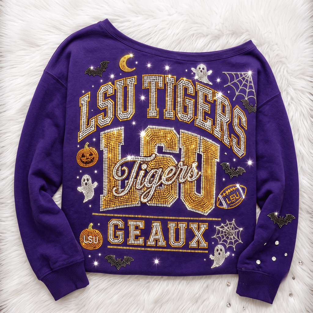 LSU 3D SHOULDER RHINESTONE SWEATSHIRT NTKO